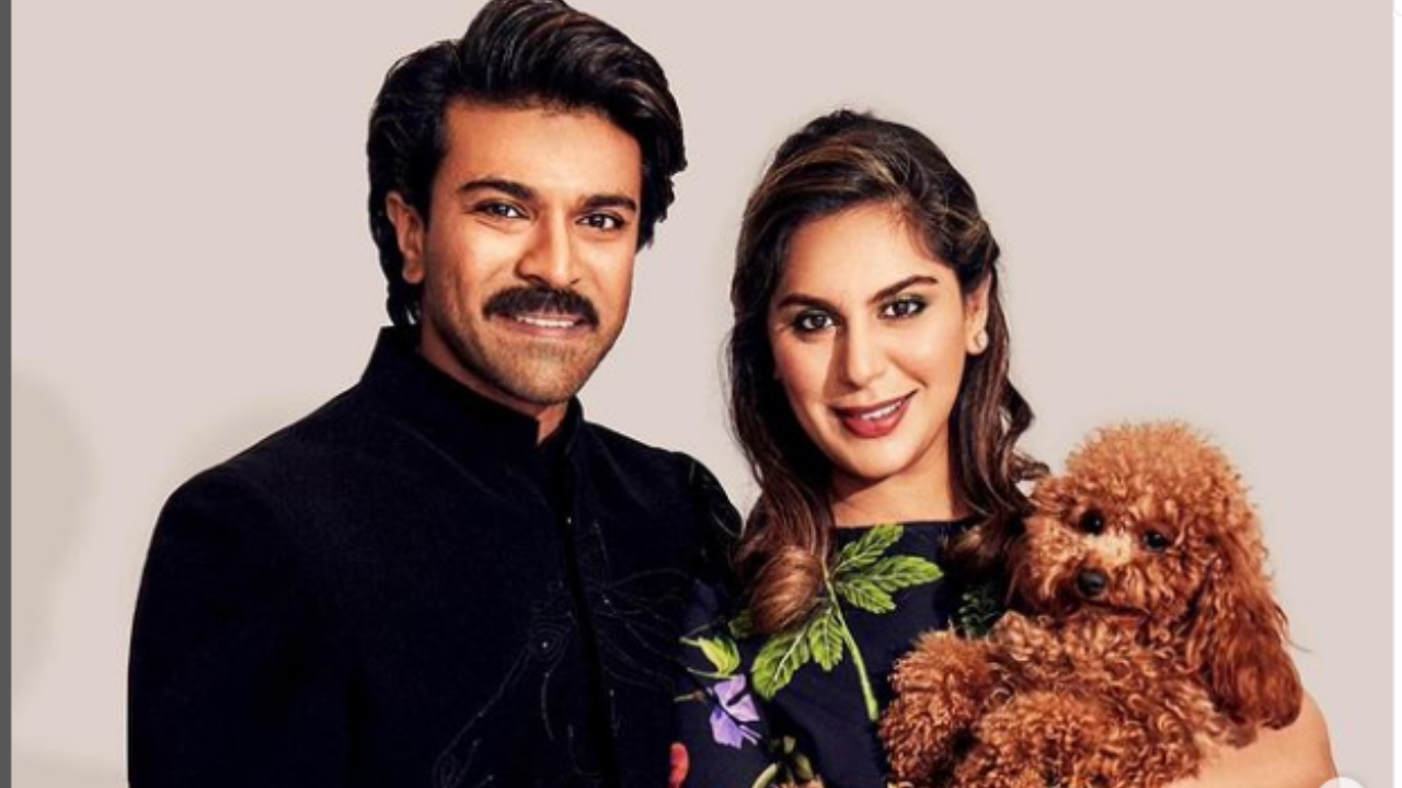 Pic Alert: Ram Charan poses with Upasana and pet Rhyme