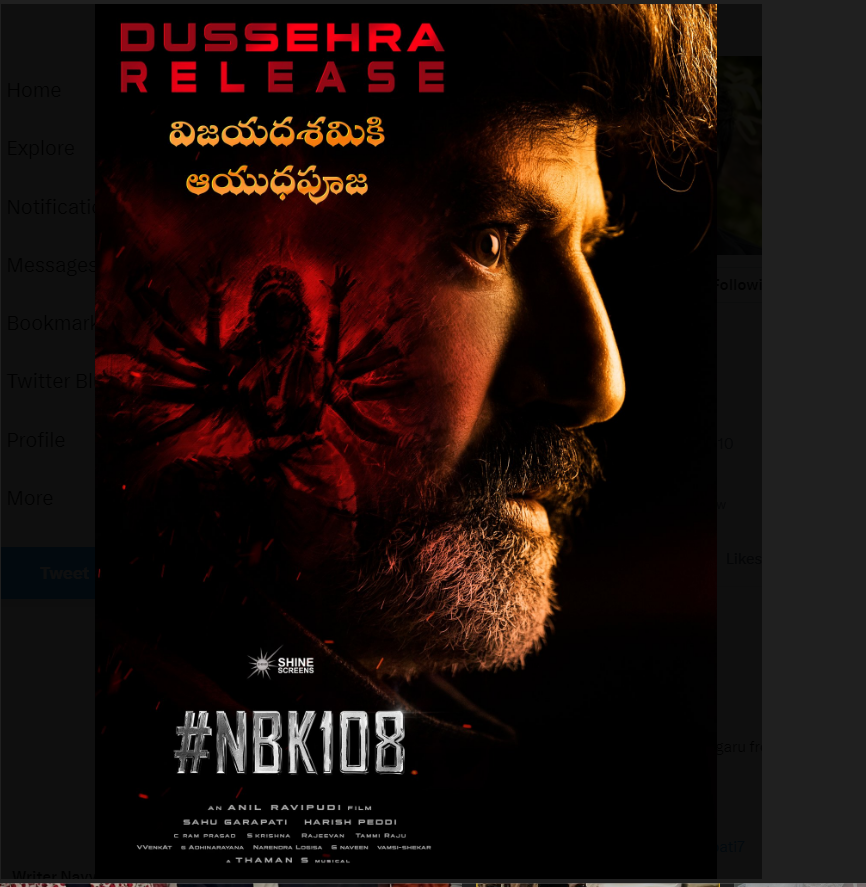 Balakrishna’s NBK108 also aims for the Dussehra release
