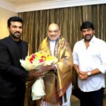Pic Talk: Chiranjeevi and Charan with Amit Shah