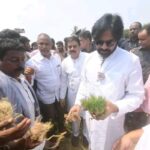 Janasena chief Pawan Kalyan visits the rain-hit farmers