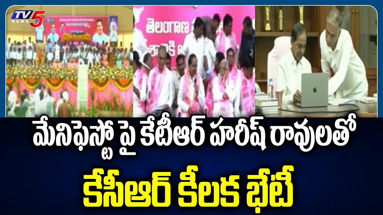 CM KCR Key Meting With KTR And Harish Rao Over ELECTION MANIFESTO