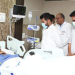 Telangana CM calls on KCR at hospital