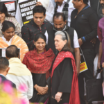 Sonia joins suspended MPs protest in Parliament