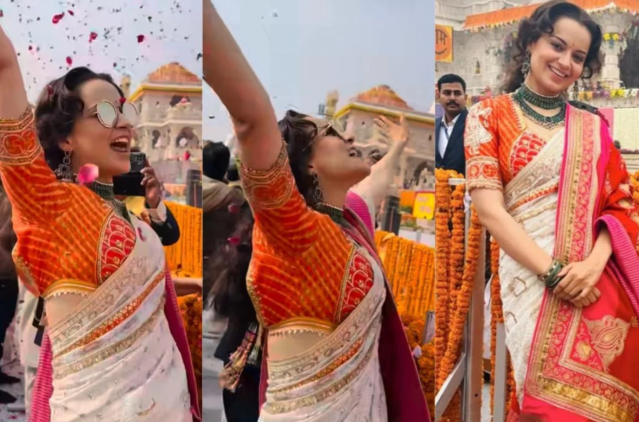 Kangana gleefully jumps during Pran Pratishtha of temple, chants ‘Jai Shri Ram’
