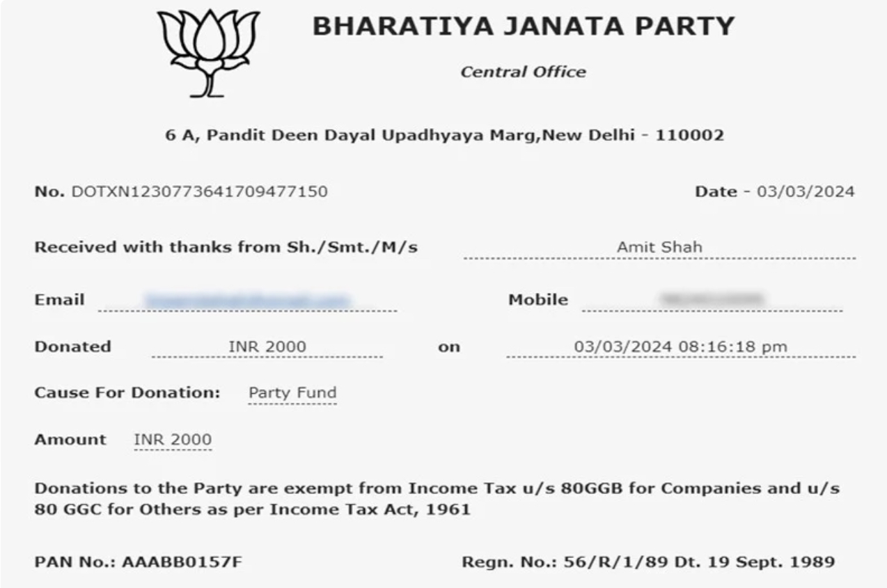Amit Shah donates Rs 2,000 as ‘party fund’ to BJP ahead of LS polls