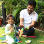 Telangana CM celebrates Holi with grandson