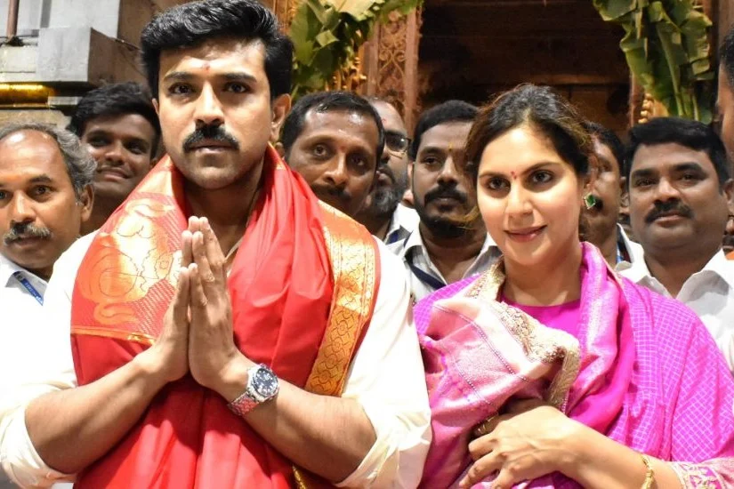 Ram Charan seeks Lord Venkateswara’s blessings at Tirupati with wife on birthday