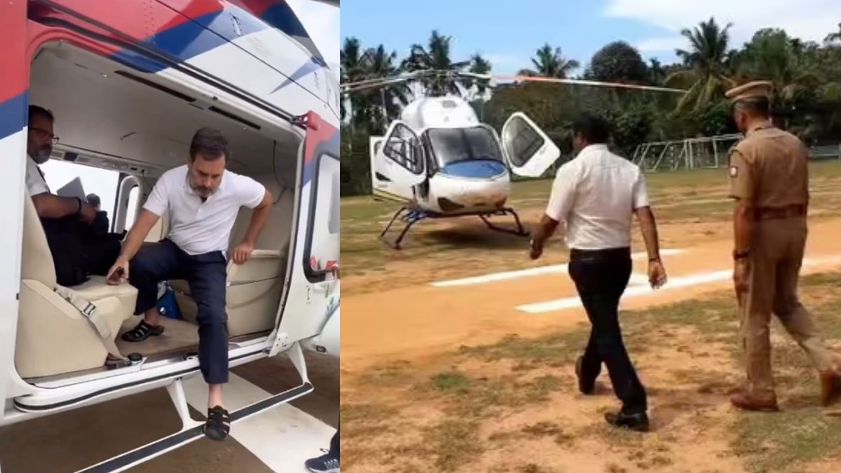 EC’s Flying Squad Inspects Rahul Gandhi’s Chopper In Tamil Nadu