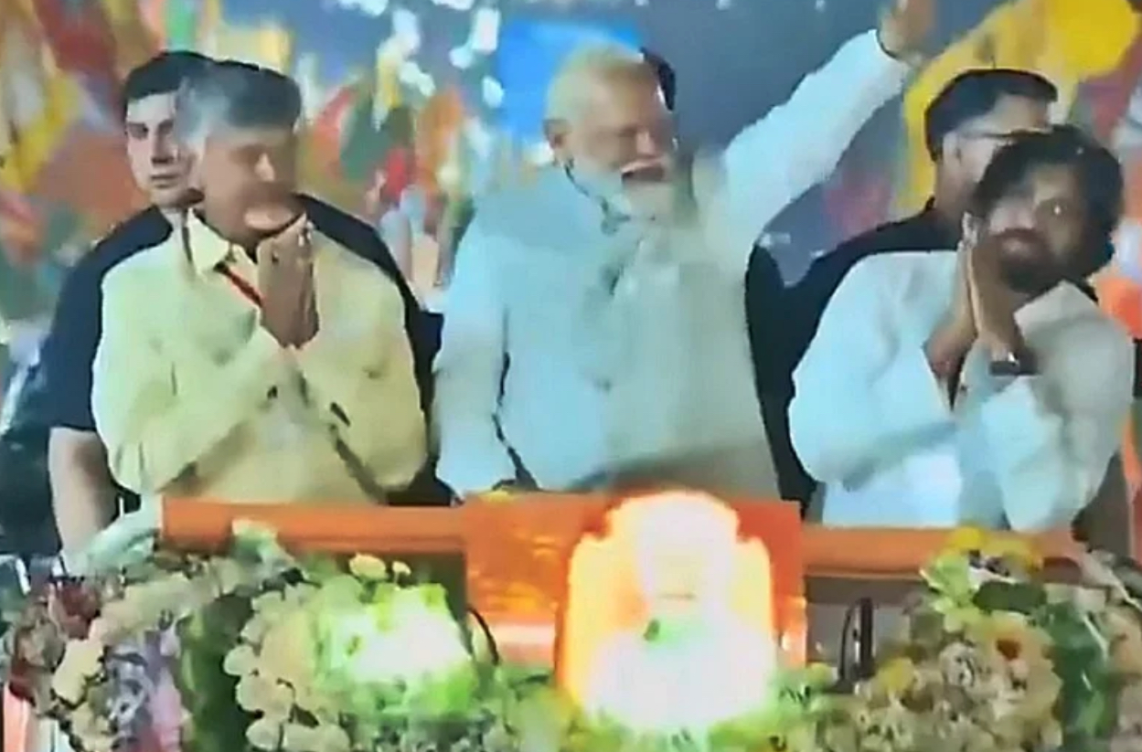 PM Modi holds roadshow in Vijayawada with Chandrababu Naidu, Pawan Kalyan