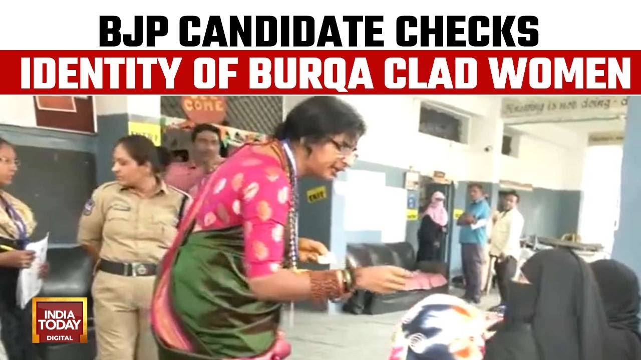 BJP’s Hyderabad Candidate Madhavi Latha Checks Identity Of Burqa-Clad Women
