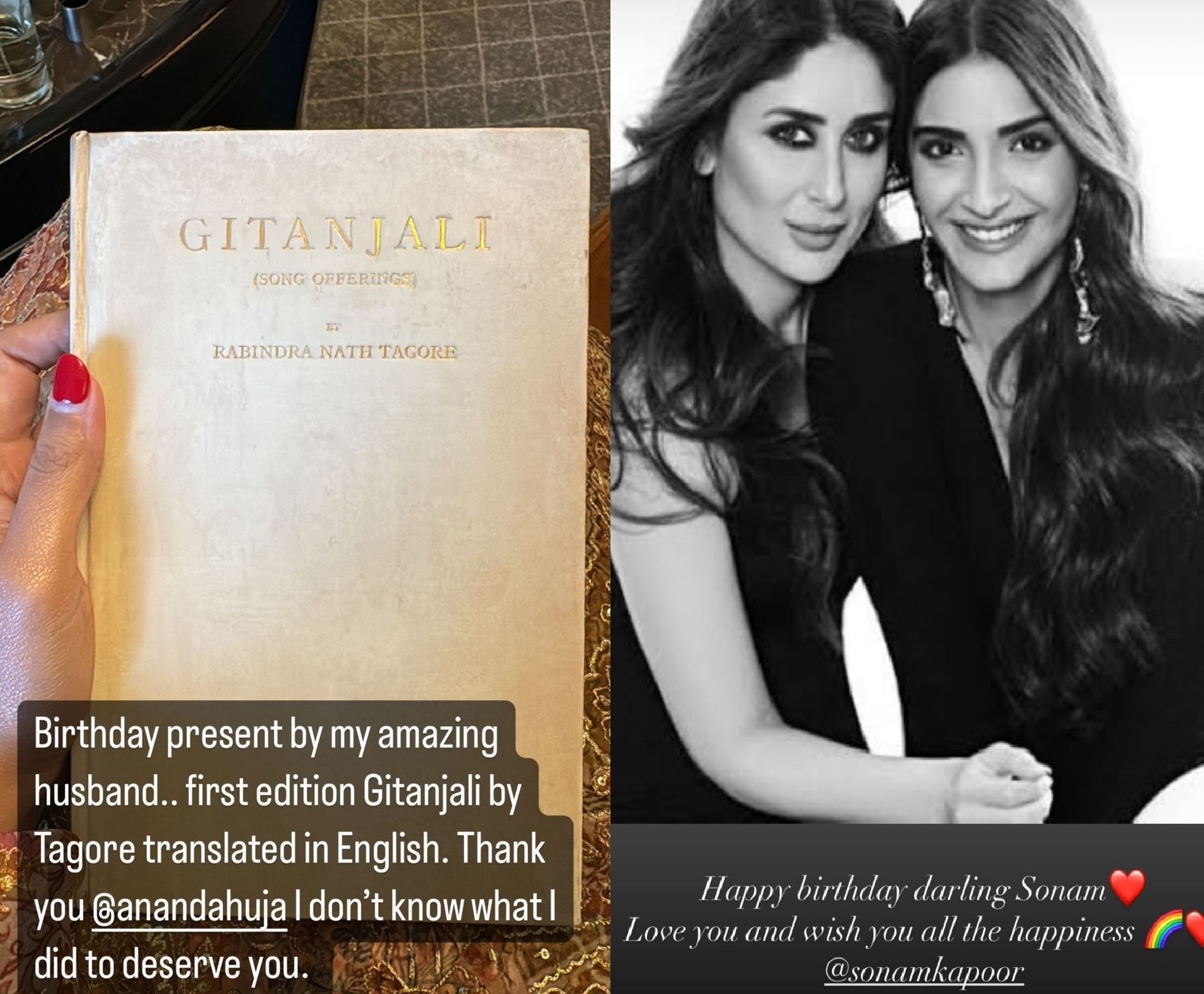 Sonam Kapoor gets first edition of Rabindranath Tagore’s ‘Gitanjali’ from hubby as birthday gift
