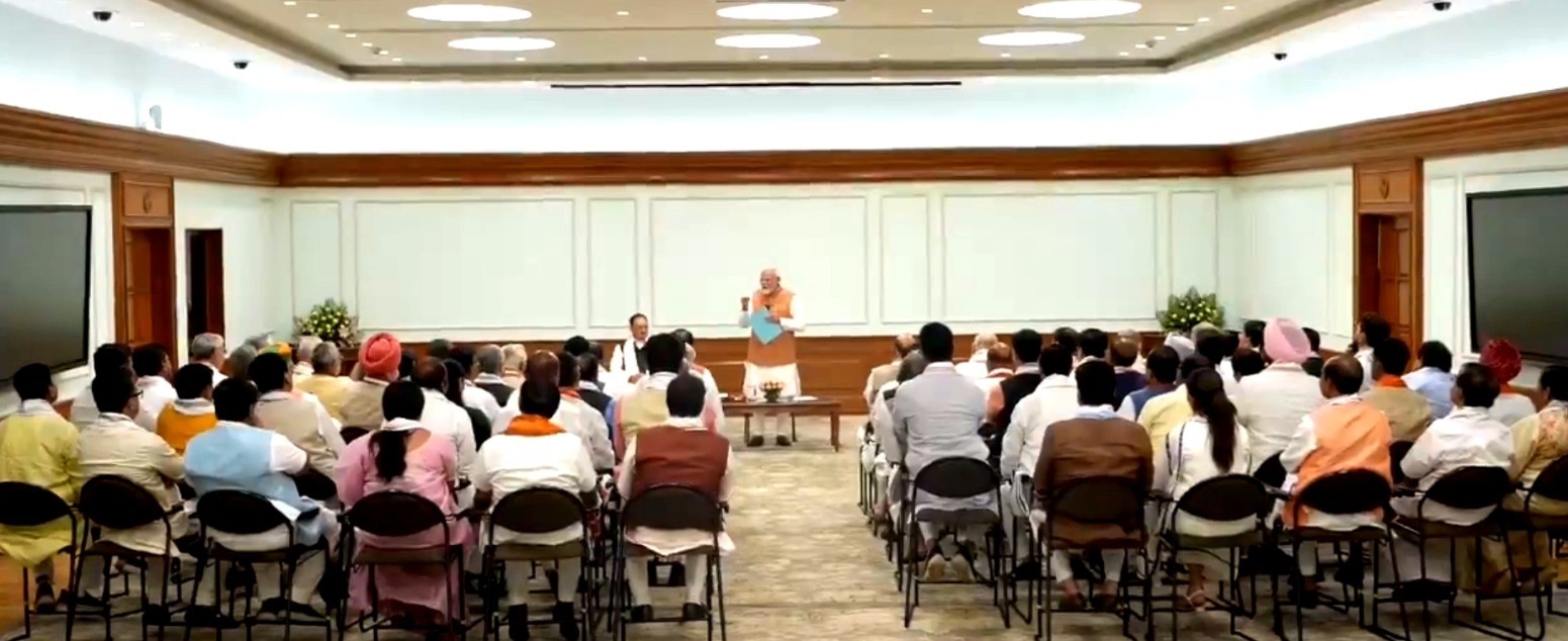 PM Modi addresses NDA MPs set to be ministers