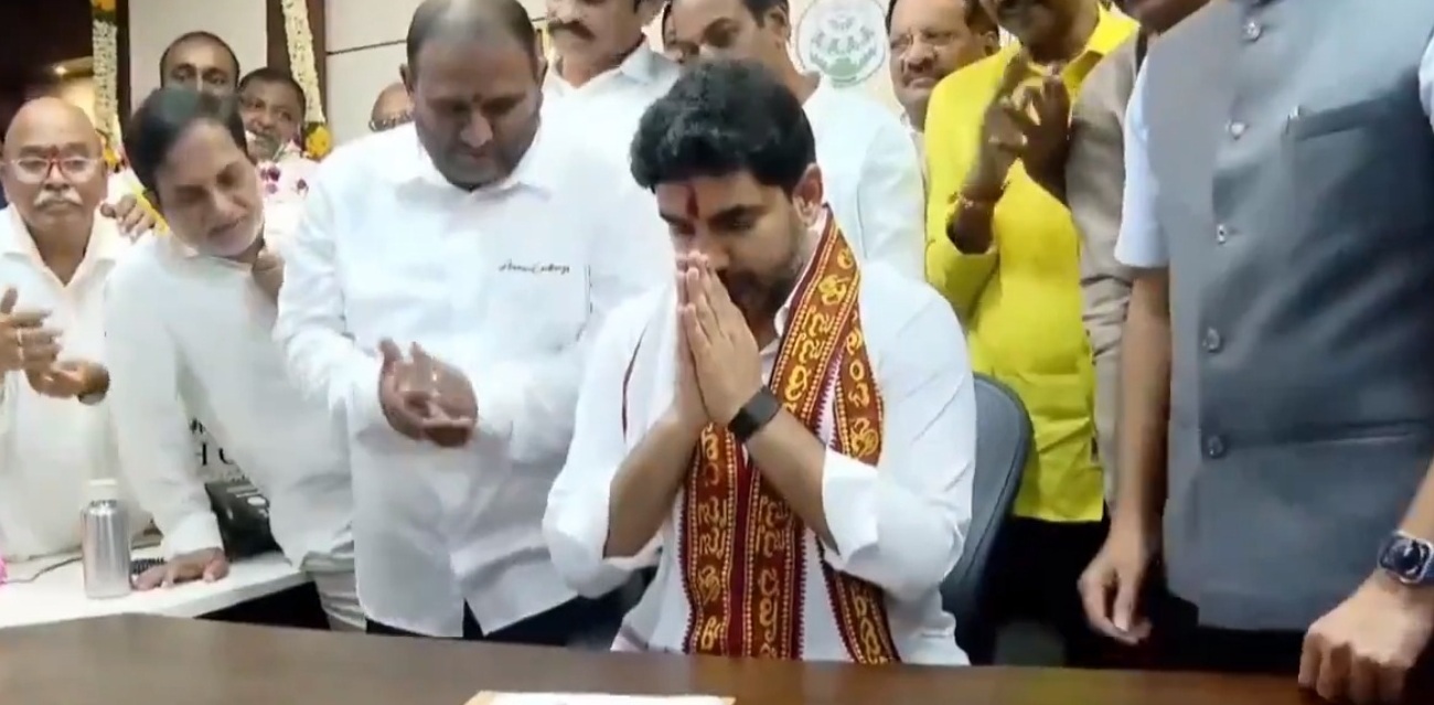 Chandrababu Naidu’s son Lokesh assumes office as minister
