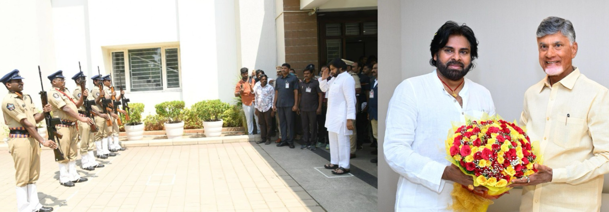 Andhra Pradesh Dy CM Pawan Kalyan arrives in Amaravati to a grand welcome