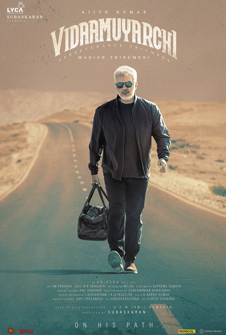 Ajith Kumar’s Striking First Look Revealed for ‘Vidaamuyarchi’