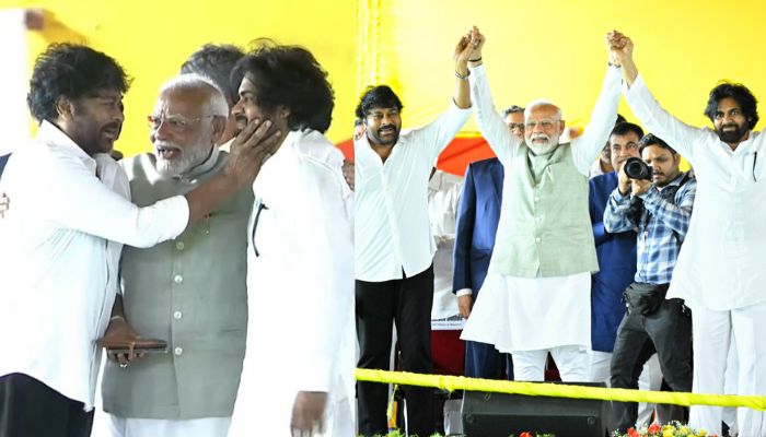  Mega Moment Of The Day: Chiranjeevi And Pawan Kalyan With Narendra Modi