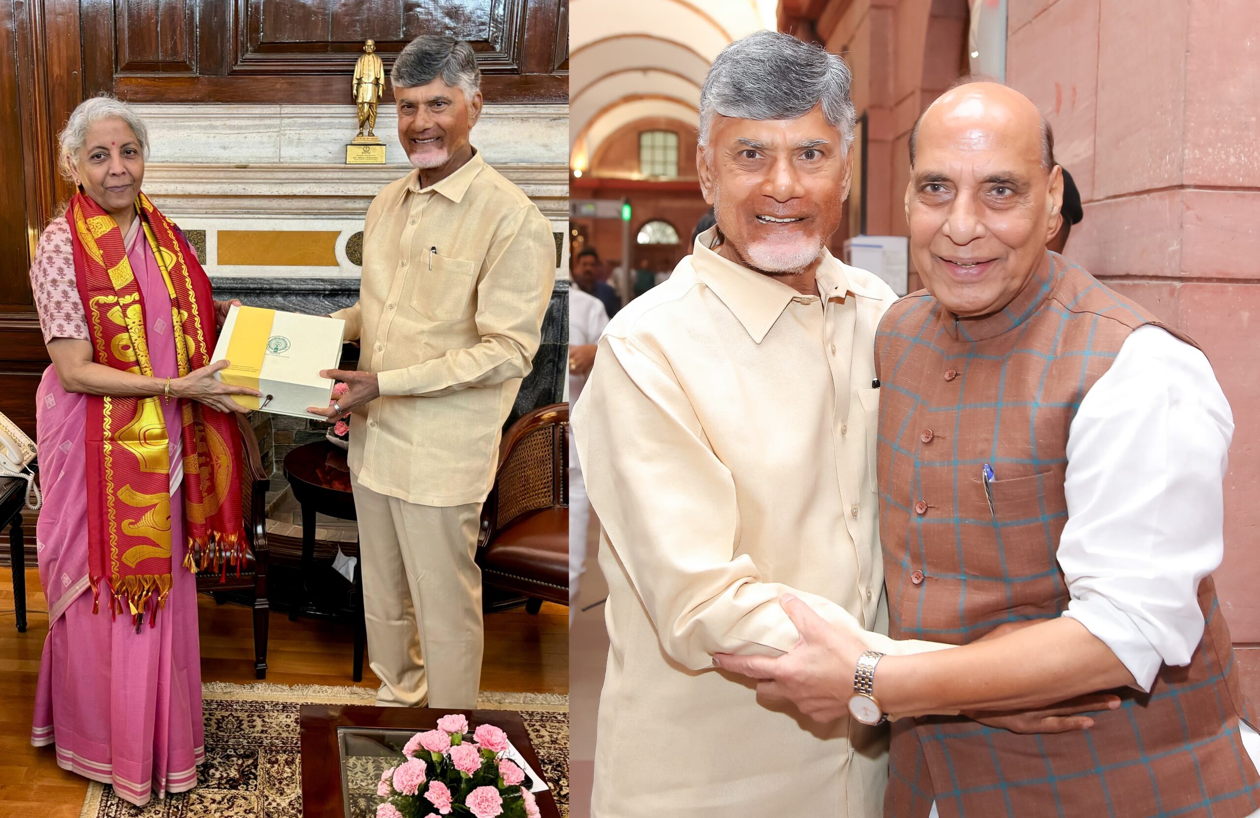 Andhra CM Naidu meets FM Sitharaman, Defence Minister Rajnath