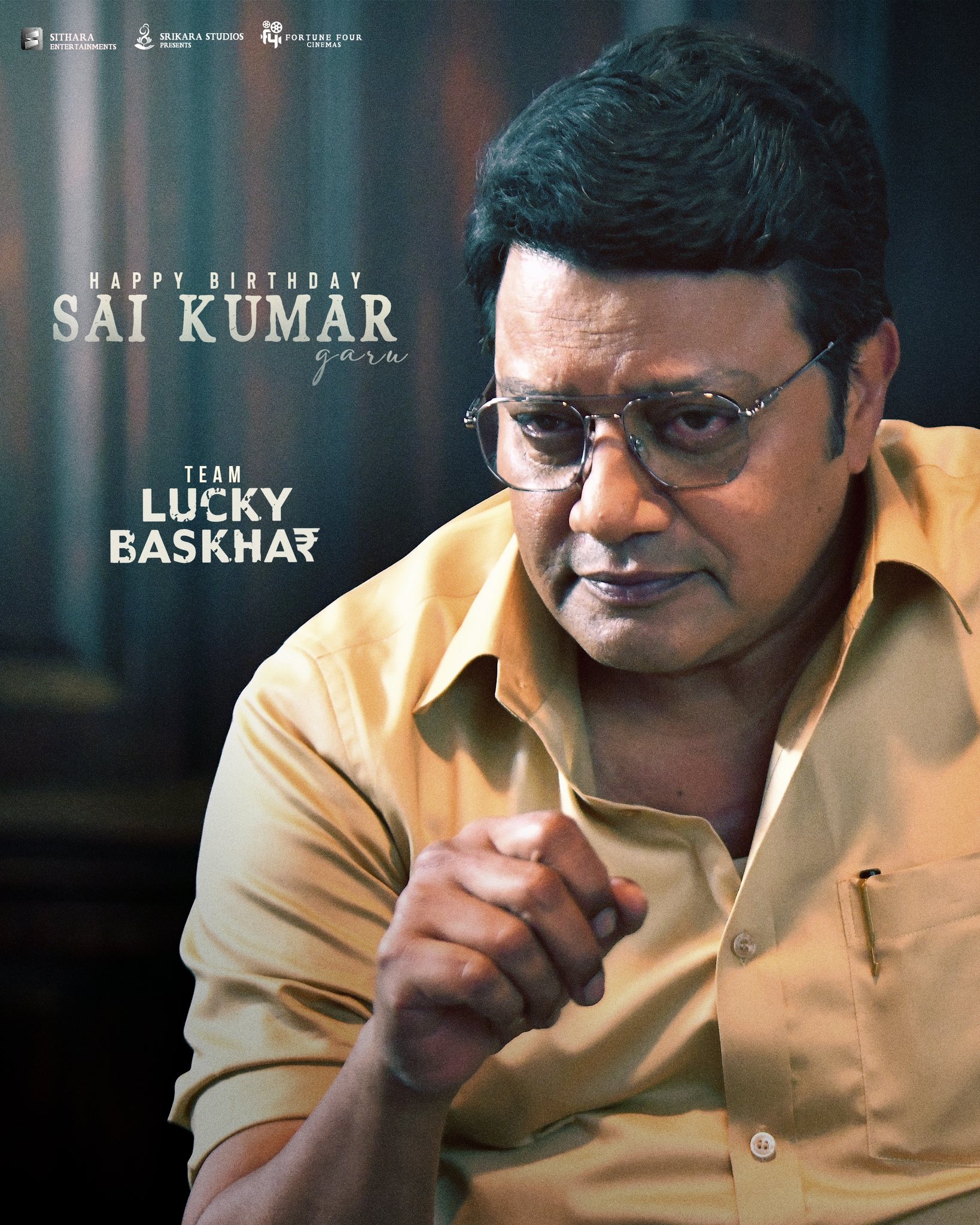 Lucky Baskhar Reveals Sai Kumar’s Fierce Character Poster on His Birthday