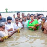 Sharmila Stands Inside water To Highlight AP’s Flood Crisis