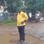 TDP MLA Kolikapudi Srinivasa Rao Protests Negligence In Road Repairs