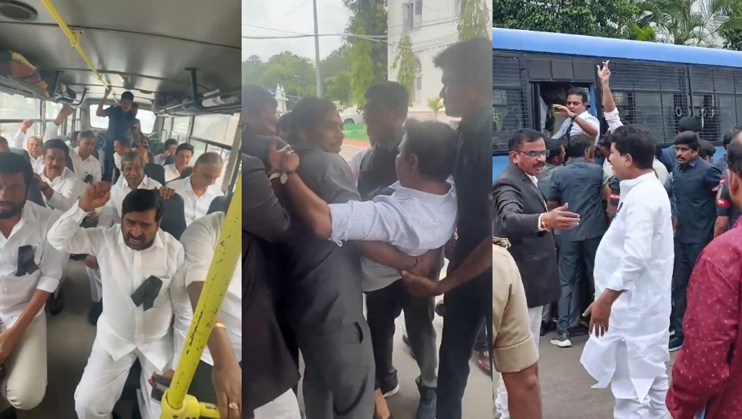 BRS MLAs detained at Telangana Assembly during protest over CM’s remarks