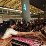 Kavitha reaches Hyderabad to a huge welcome by supporters