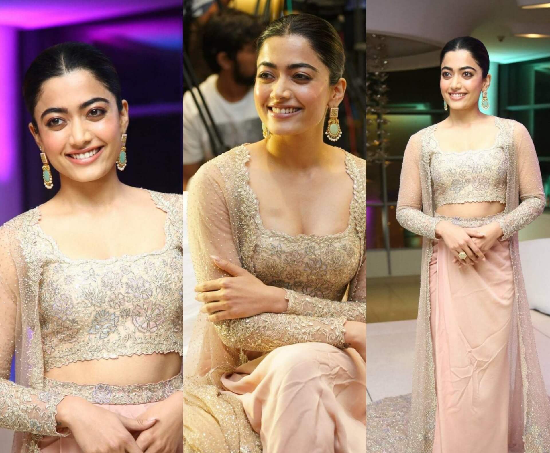 Pushpa fame Rashmika Mandanna stuns in pearly Lehenga, pics go viral