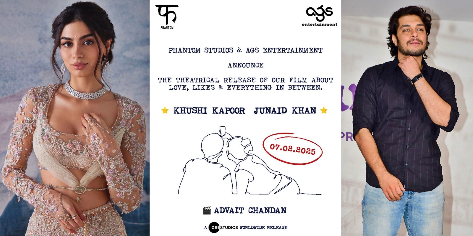 Khushi Kapoor, Junaid Khan’s romantic film exploring ‘love, likes & everything’ to release in Feb 2025