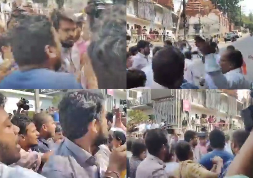 Congress, BRS workers clash at Telangana Bhavan in Hyderabad
