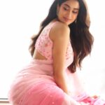 Devara actress slays in pink floral saree