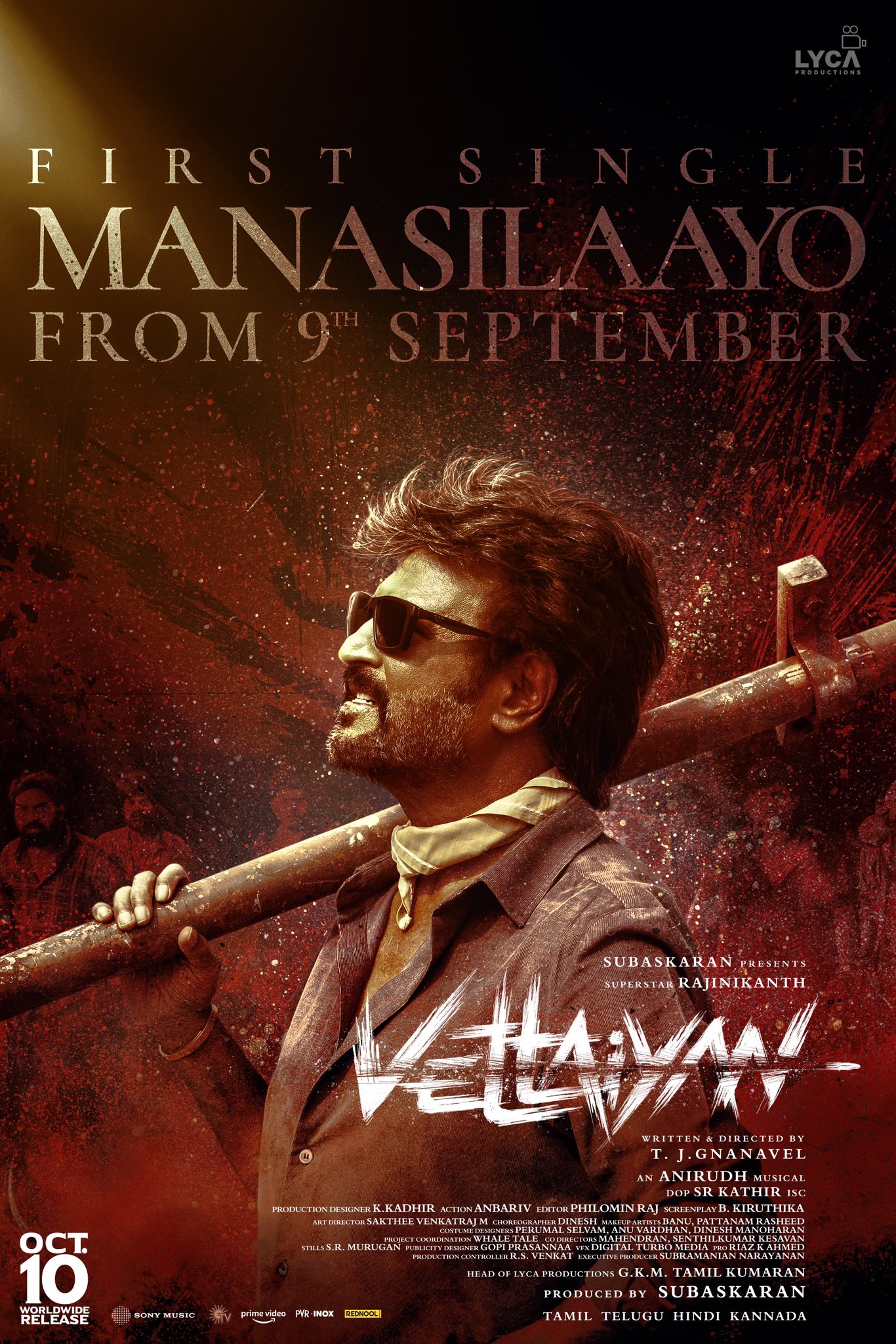First Single Release Date Announced for Rajinikanth’s Vettaiyan
