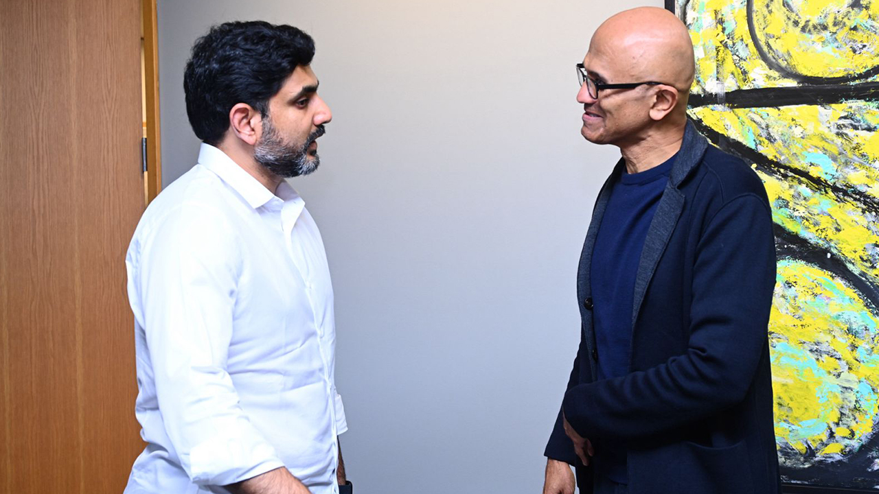 Nara Lokesh Meets Microsoft CEO Satya Nadella