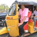 KTR Rides In Auto To Join Drivers’ Maha Dharna, Showcasing Their Struggles