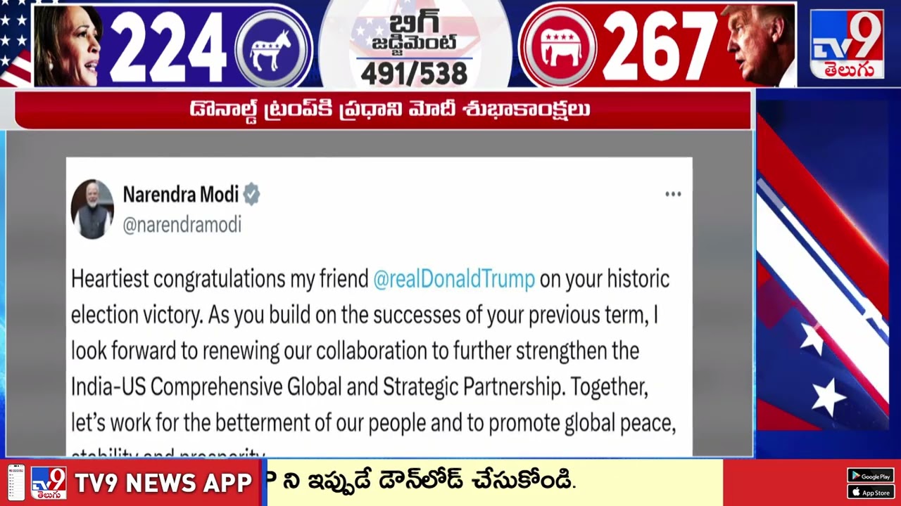 PM Modi congratulates Donald Trump
