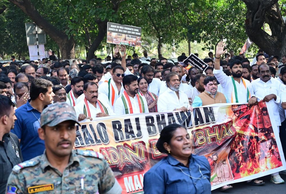 Revanth Reddy In `Chalo Raj Bhavan’ staged protest Against Adani’s Irregularities