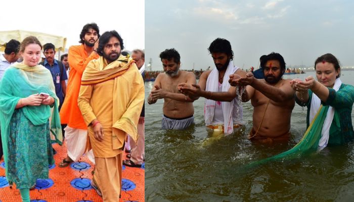 Pawan Kalyan, His Family, and Trivikram Srinivas Take a Holy Dip at Mahakumbh Mela