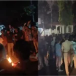 University of Hyderabad students Burn Effigy of Telangana Govt. Protesting Auctioning University Lands