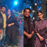 Mouni Roy poses with Chiru on Vishwambhara sets