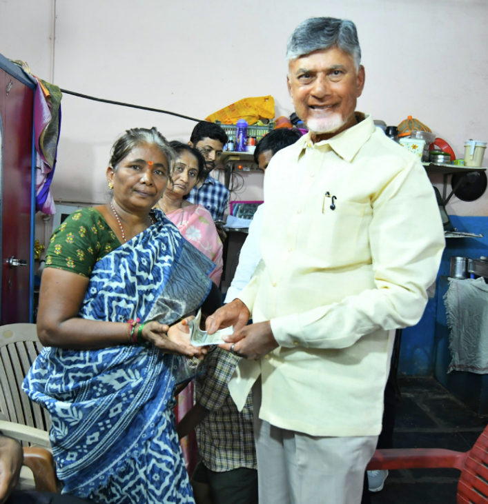 Chandrababu Personally Delivers Widow Pension in Kadapa