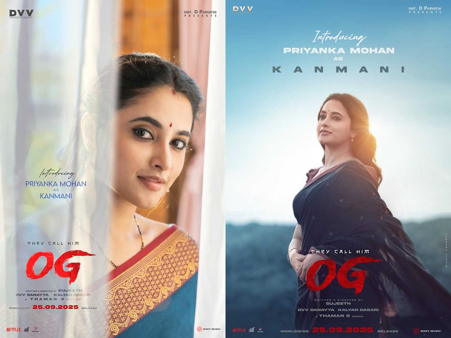 OG Update: Priyanka Mohan’s Gorgeous First-Look Posters Revealed