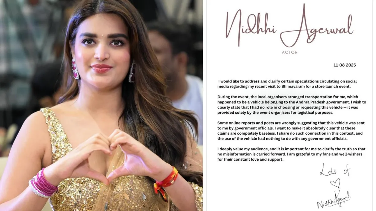 Nidhi Agarwal Clarifies Controversy Over Use of Government Vehicle During Bhimavaram Event