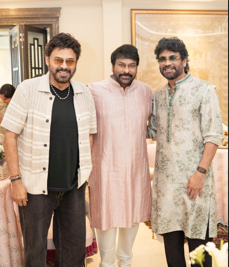 Pic Talk: Chiru celebrates Diwali with Venky and Nag